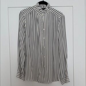 Ann Taylor Black and White Striped Shirt